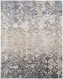 2' X 3' Ivory Tan And Blue Abstract Distressed Area Rug