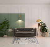 4' X 6' Tan Blue And Beige Abstract Distressed Area Rug