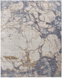 4' X 6' Tan Blue And Beige Abstract Distressed Area Rug