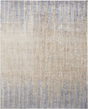 5' X 8' Tan Brown And Blue Abstract Power Loom Distressed Area Rug