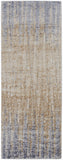 8' Tan And Blue Abstract Distressed Runner Rug
