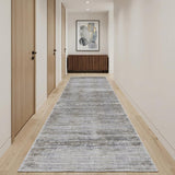 10' Taupe Silver and Tan Abstract Power Loom Non Skid Runner Rug