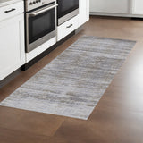 8' Taupe Silver And Tan Abstract Runner Rug