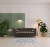 4' X 6' Gray Silver And Blue Geometric Distressed Area Rug
