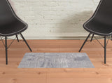 2' X 3' Taupe Tan And Blue Abstract Power Loom Distressed Stain Resistant Area Rug