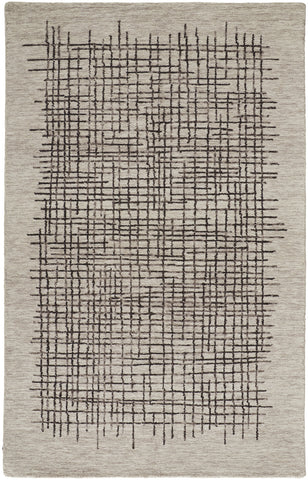 4' X 6' Tan And Brown Wool Plaid Tufted Handmade Stain Resistant Area Rug