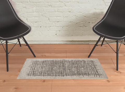 2' X 3' Tan And Brown Wool Plaid Tufted Handmade Stain Resistant Area Rug