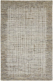 4' X 6' Tan And Ivory Wool Plaid Tufted Handmade Stain Resistant Area Rug
