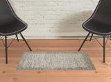 2' X 3' Tan And Ivory Wool Crosshatch Hand Tufted Area Rug