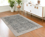 4' X 6' Gray Black And Tan Wool Crosshatch Hand Tufted Area Rug