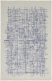 4' X 6' Ivory and Blue Wool Crosshatch Hand Tufted Area Rug