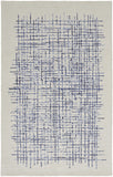 2' X 3' Ivory And Blue Wool Crosshatch Hand Tufted Area Rug