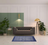 4' X 6' Blue And Ivory Wool Plaid Tufted Handmade Stain Resistant Area Rug