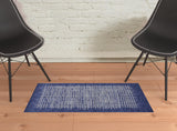 2' X 3' Blue And Ivory Wool Plaid Tufted Handmade Stain Resistant Area Rug