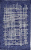 2' X 3' Blue And Ivory Wool Plaid Tufted Handmade Stain Resistant Area Rug