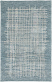4' X 6' Blue And Ivory Wool Crosshatch Hand Tufted Area Rug