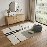 4' X 6' Gray and Ivory Wool Abstract Geometric Hand Tufted Area Rug