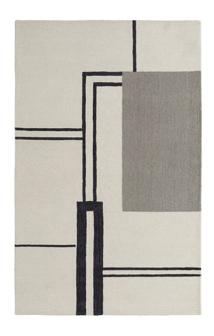 2' X 3' Gray and Ivory Wool Abstract Geometric Hand Tufted Area Rug