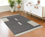 4' X 6' Gray And Black Wool Abstract Geometric Hand Tufted Area Rug