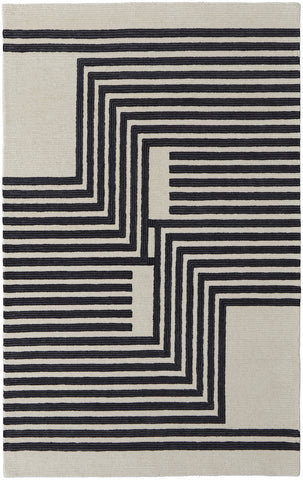 2' X 3' Gray And Black Abstract Geometric Hand Tufted Area Rug