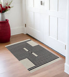 2' X 3' Gray And Black Abstract Geometric Hand Tufted Area Rug