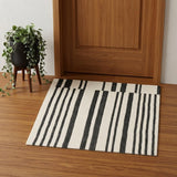 2' X 3' Ivory and Black Wool Abstract Hand Tufted Area Rug