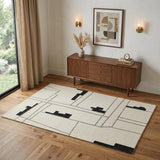4' X 6' Gray and Ivory Wool Abstract Hand Tufted Area Rug