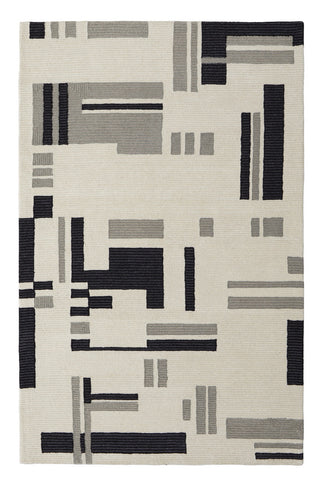 2' X 3' Ivory Black And Gray Wool Abstract Hand Tufted Area Rug