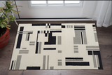 2' X 3' Ivory Black And Gray Wool Abstract Hand Tufted Area Rug