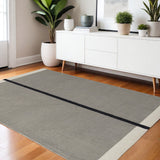 4' X 6' Black Gray And Taupe Wool Abstract Geometric Hand Tufted Area Rug