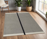 4' X 6' Black Gray And Taupe Wool Abstract Geometric Hand Tufted Area Rug