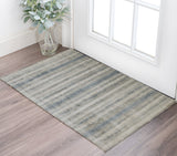 2' X 3' Blue and Gray Abstract Hand Woven Area Rug