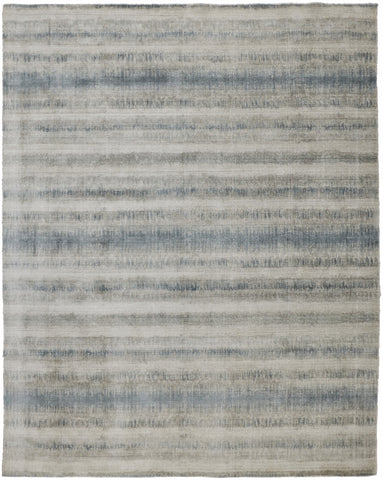 2' X 3' Blue and Gray Abstract Hand Woven Area Rug