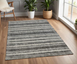 4' X 6' Gray and Black Abstract Hand Woven Area Rug