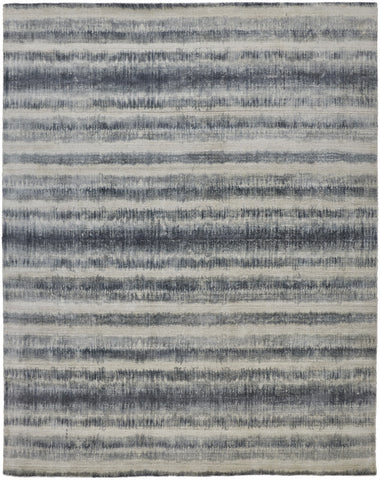 2' X 3' Ivory And Blue Abstract Hand Woven Area Rug