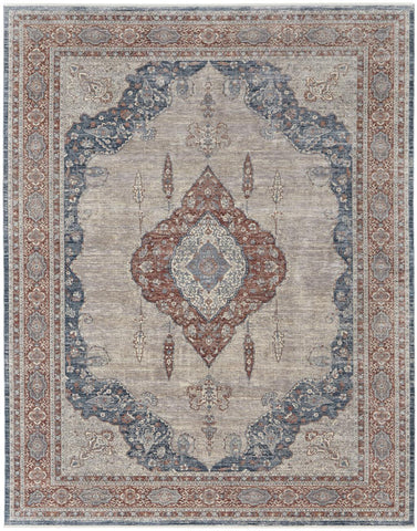 8' X 10' Eggplant And Ivory Geometric Washable Indoor Outdoor Area Rug