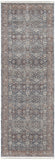 12' Blue And Red Floral Power Loom Runner Rug