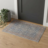 2' X 3' Blue Beige And Red Floral Area Rug