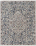 5' X 7' Blue and Ivory Floral Power Loom Area Rug