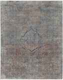 2' X 3' Blue Red And Gray Floral Area Rug