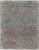 2' X 3' Blue Red And Gray Floral Area Rug
