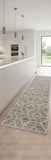 8' Tan Taupe And Ivory Geometric Power Loom Stain Resistant Runner Rug
