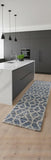8' Blue And Ivory Geometric Power Loom Stain Resistant Runner Rug