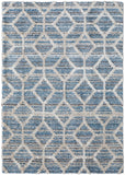 2' X 3' Blue And Ivory Geometric Power Loom Stain Resistant Area Rug