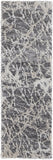 8' Gray And Ivory Abstract Power Loom Stain Resistant Runner Rug