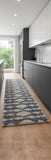 8' Ivory Gray And Blue Chevron Power Loom Stain Resistant Runner Rug