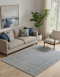 5' X 8' Gray Ivory And Blue Hand Woven Area Rug
