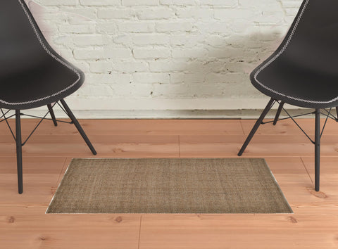 2' X 3' Brown Hand Woven Area Rug