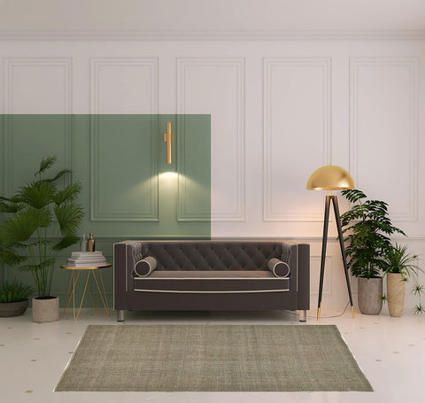 5' X 8' Tan And Green Hand Woven Area Rug