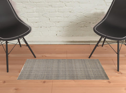 2' X 3' Gray Ivory And Tan Hand Woven Area Rug